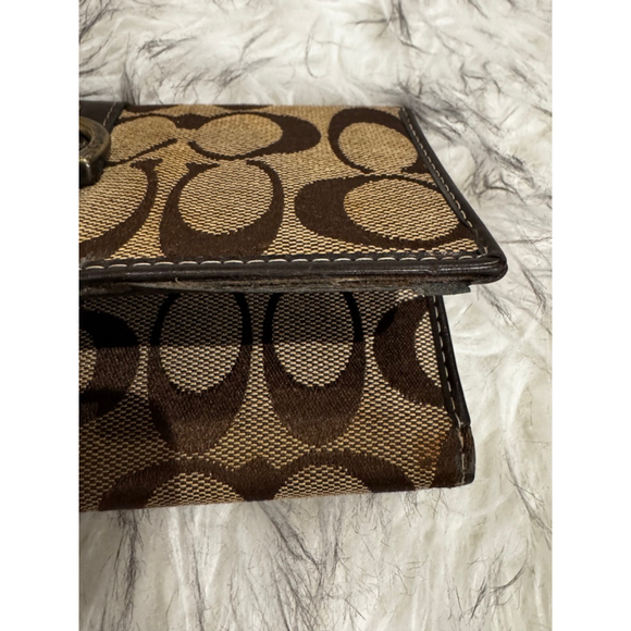 Women's Coach Brown & Beige Signature Canvas Wallet One Size - Picture 3 of 11